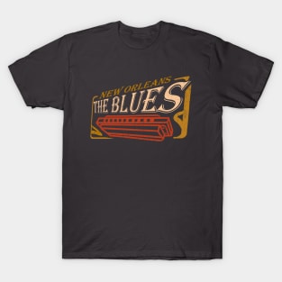 The Blues harmonica New Orleans music distressed T-Shirt